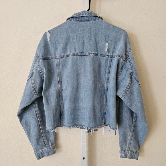 DETRE Everyday Dress-Up Buttercup Oversized Rip Denim Jacket by Dede Raad Sz L - Picture 3 of 14